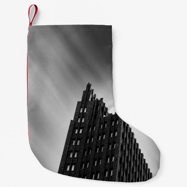 PHOTO OF HIGH-RISE BUILDING SMALL CHRISTMAS STOCKING (Front)