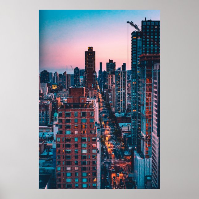 PHOTO OF HIGH-RISE BUILDINGS WITH BLUE AND PINK SK POSTER (Front)