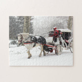 Photo of Horse and Buggy in Central Park Winter Jigsaw Puzzle