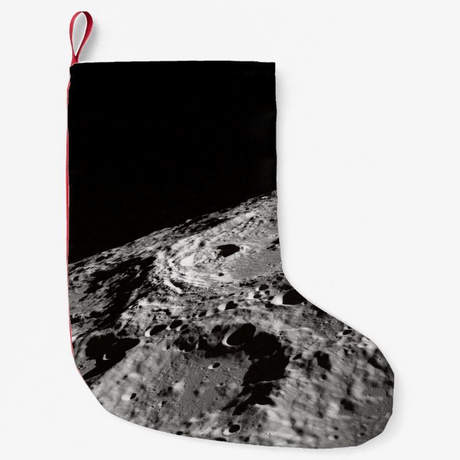 PHOTO OF MOON SURFACE SMALL CHRISTMAS STOCKING (Front)