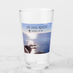 Photo of Ocean Christ has Risen Bible Verse Easter Glass