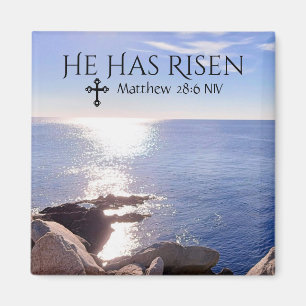 Photo of Ocean Christ has Risen Bible Verse Easter Magnet
