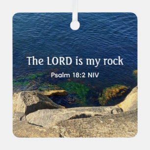 Photo of Ocean God is My Rock Bible Verse Blue Metal Tree Decoration