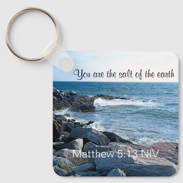 Photo of Ocean Salt of the Earth Bible Verse Metal Key Ring (Front)