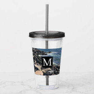 Photo of Ocean Waves and Rocks #1 Dad Blue Acrylic Tumbler