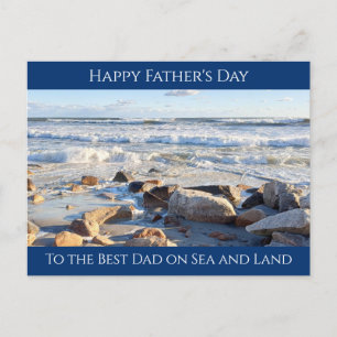 Photo of Ocean Waves Best Dad Navy Blue Postcard