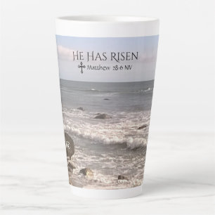 Photo of Ocean With Resurrection Scripture Easter Latte Mug