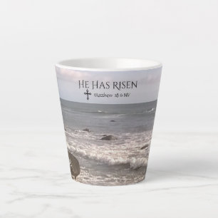 Photo of Ocean With Resurrection Scripture Easter Latte Mug