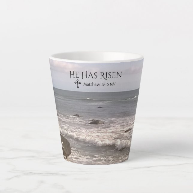 Photo of Ocean With Resurrection Scripture Easter  Latte Mug (Front)