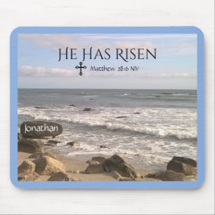 Photo of Ocean With Resurrection Scripture Easter  Mouse Pad
