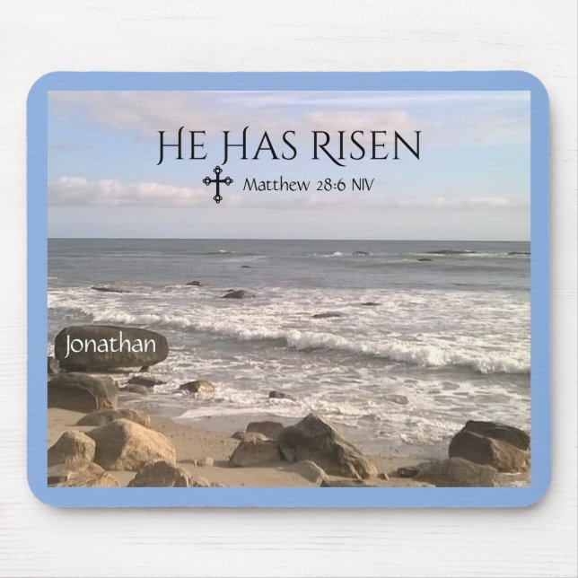 Photo of Ocean With Resurrection Scripture Easter  Mouse Pad (Front)