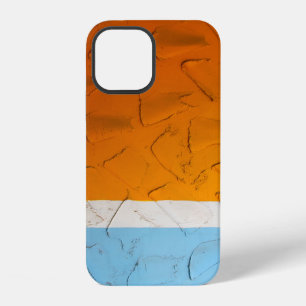 Photo of orange, white, and blue artwork iPhone 12 case