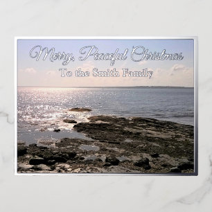 Photo of Peaceful Atlantic Ocean Christmas Foil Holiday Postcard