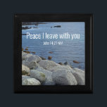 Photo of Peaceful Blue Atlantic Ocean Bible Verse Gift Box<br><div class="desc">This gift box features a photo of a calm Atlantic Ocean along with a verse from the Gospel of John about peace.</div>