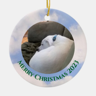 Photo of Peaceful Puppy Dog Sleeping in Cloudy Sky Ceramic Tree Decoration