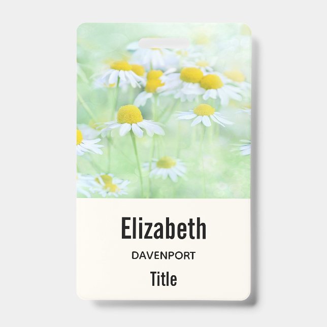 Photo of Pretty Daisies in a Field ID Badge (Front)