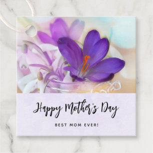 Photo of Pretty Purple Spring Crocus Mother's Day Favour Tags