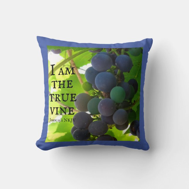 Photo of Purple Grapes Gospel of John Bible Verses Cushion (Front)