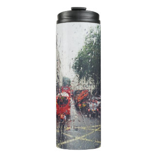 PHOTO OF RED BUS ON STREET FROM WINDOW THERMAL TUMBLER