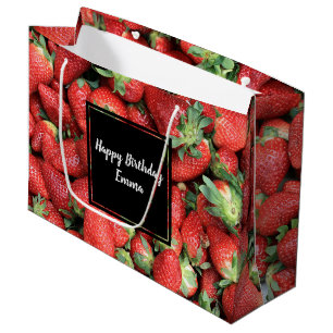Photo of Red Juicy Strawberries Birthday Large Gift Bag