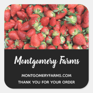 Photo of Red Juicy Strawberries Business Square Sticker