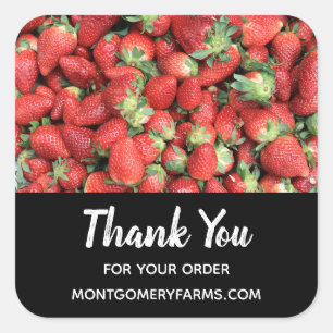 Photo of Red Juicy Strawberries Business Square Sticker