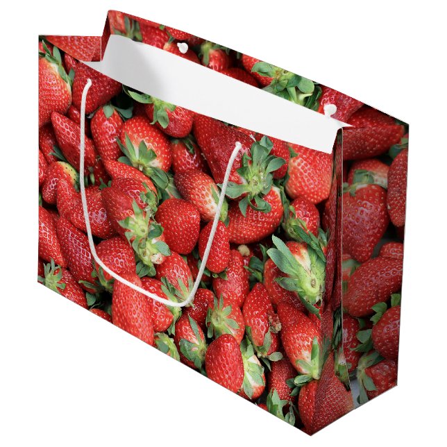 Photo of Red Juicy Strawberries Large Gift Bag (Front Angled)