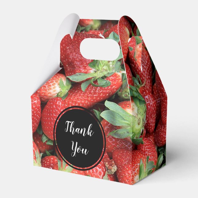 Photo of Red Juicy Strawberries  Thank You Favour Box (Front Side)