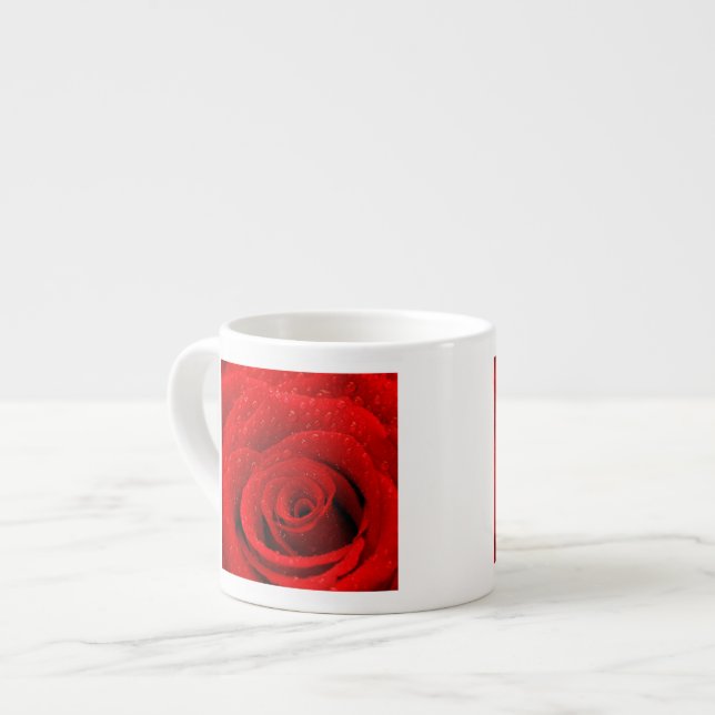 Photo of Red Rose Background Espresso Cup (Front Left)