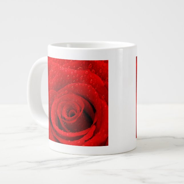 Photo of Red Rose Background Large Coffee Mug (Front Left)