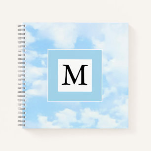 Photo of Soft Blue Sky Custom Single Initial Notebook