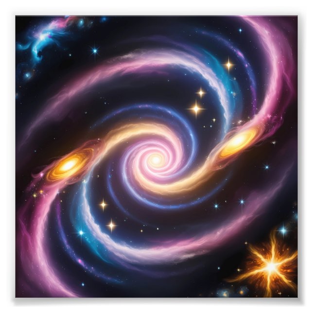 Photo of stars and galaxies of different colours (Front)