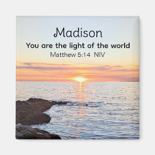 Photo of Sun and Ocean Bible Verse Name Magnet
