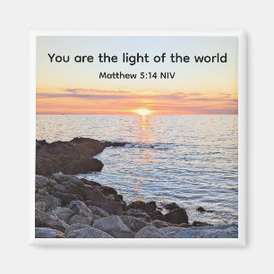 Photo of Sunset and Ocean Bible Verse Christian Magnet