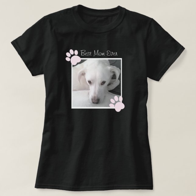 Photo of Unique Cute White Dog Pink Paws Best Mum T-Shirt (Design Front)