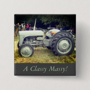 photo of vintage Grey massey fergison tractor 15 Cm Square Badge