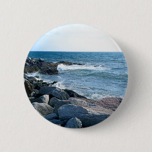 Photo of Wavy Atlantic Ocean Blue 6 Cm Round Badge