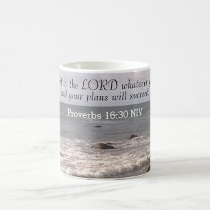 Photo of Wavy Ocean Shore Proverbs Bible Verse Coffee Mug
