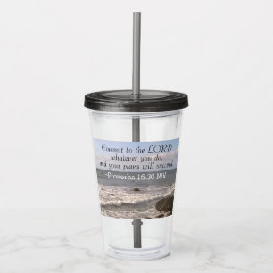 Photo of Wavy Ocean Shore Proverbs Bible Verse Sea Acrylic Tumbler