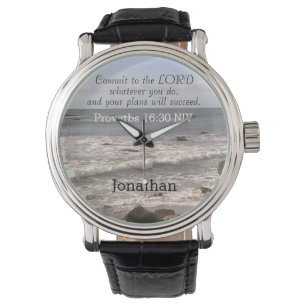Photo of Wavy Ocean Shore Proverbs Bible Verse Watch