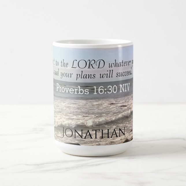 Photo of Wavy Seashore Proverbs Bible Verse Ocean Coffee Mug (Center)