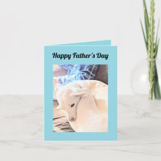 Photo of White Dog with Dad Happy Father's Day Holiday Card