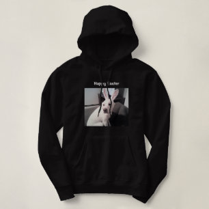 Photo of White Puppy Dog Wearing Easter Bunny Ears Hoodie