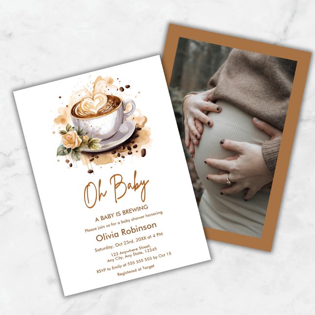 Photo Oh Baby A Baby is Brewing Coffee Baby Shower Invitation (Photo Oh Baby A Baby is Brewing Coffee Baby Shower Invitation )