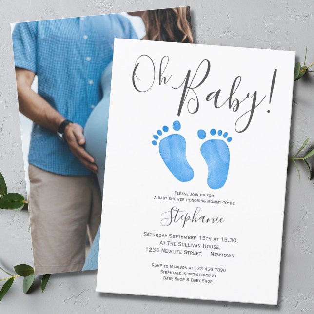 Photo Oh Baby Boy Baby Shower Invitation (Creator Uploaded)