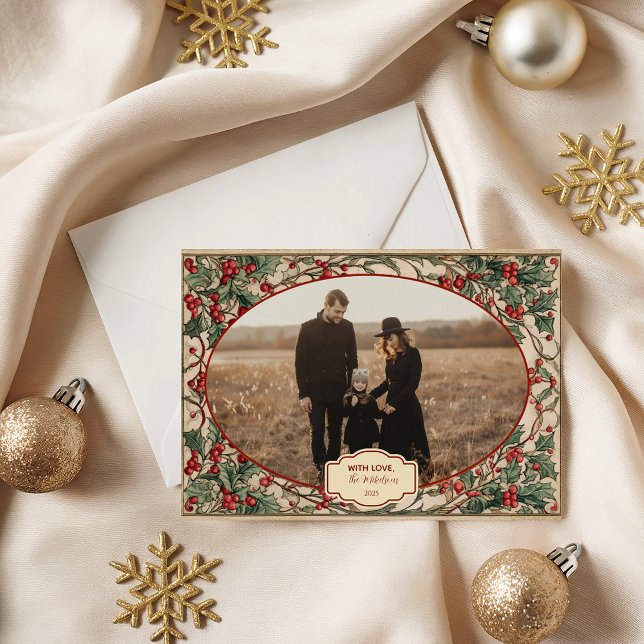 Photo Old World Holly & Ivy Holiday Card (Creator Uploaded)