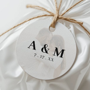Photo Ombre Monogram Wedding Favour Tags