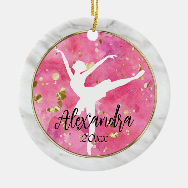 Photo on Back Ballerina Ballet Girls Elegant Dance Ceramic Tree Decoration (Front)