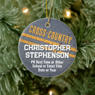 Photo on Back Cross Country Runner XC Team School Ceramic Tree Decoration