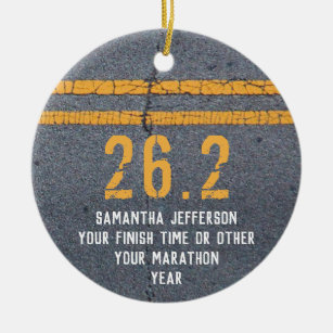 Photo on Back Marathon Runner 26.2 Keepsake Medal Ceramic Tree Decoration